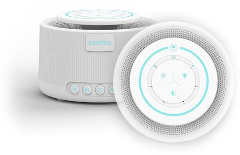 Biamba Lightup - Máquina de sonido de luz nocturna musical inteligente, 30 opciones de audio relajante, 7 colores LED, luz nocturna para bebé, naturaleza, melodías de bebé y máquina de sonido de ruido