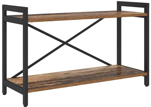 Mhdvray Libreria in legno anticato, 80 x 30 x 50 cm, in legno e acciaio, robusta scaffale a gradini dal design industriale, scaffale per soggiorno e studio
