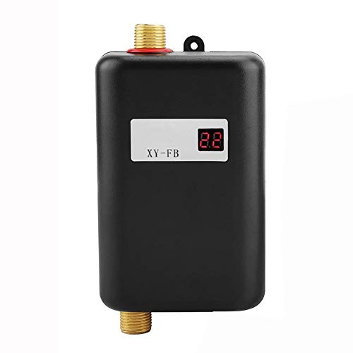 Mini Electric Water Heater, 3000W Tankless Instant Hot Water Heater Boiler with LCD Display, Under Sink Basin, Auto Power Off Shower Hot Water System for Kitchen Bathroom Washing (Black)