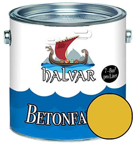 Halvar Betonfarbe/Bodenbeschichtung SEIDENMATT Gelb RAL 1000-1037 Fassadenfarbe (5 L, RAL 1012 Zitronengelb)