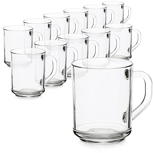 com-four® 12x Bicchiere da tè - Tazze con manico per tè e caffè - Ideale per bevande calde, cacao, latte macchiato e cappuccino (12 pezzi - 240ml)