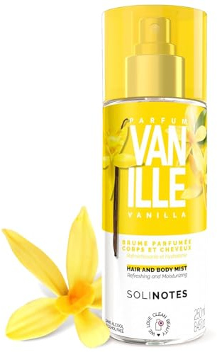 Brume Parfumee Vanille SOLINOTES | Parfum Rafraichissant et Hydratant - Sans Alcool | Brume Parfumee Corps et Cheveux | 250 ml