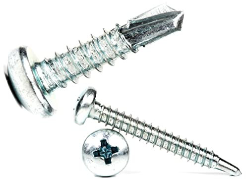 3.5mm x 19mm Self Drilling Pan Head Screws Steel Self Tapping Screws for Metal Sheets Roofing Windows (Pack of 50) F12D