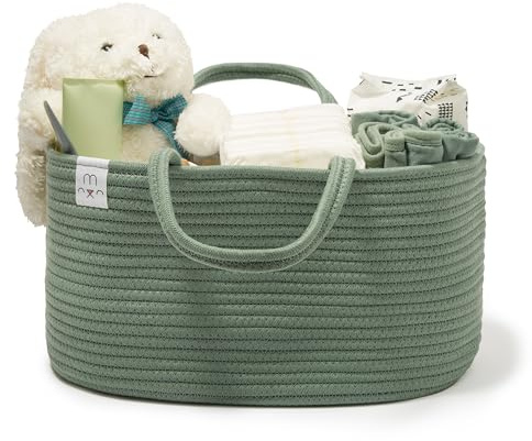 Natemia Diaper Caddy Organizer - Large, Lily Pad - Portable Rope Handles For Car Organizer - Three Compartments for Storage - Versatile Gift Bag For Baby Shower & Registry
