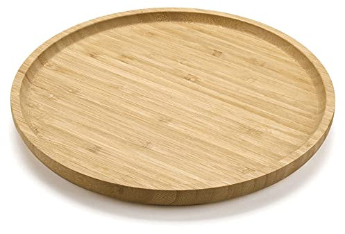 Vassoio Rotondo in Bambù, Vassoio per Servire in Legno, Vassoio Decorativo per Tavolino da Caffè, Cocina (30 x 30 x 2 cm)