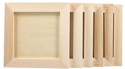 NUOBESTY 6st Kleiner Bilderrahmen aus Holz, Bilderrahmen Aus Ton Personalisiert Klein Selber Basteln Rahmen Für Leinwandbilder Vintage Bilder 3d Holz Kind Mini Ausstellungsstand