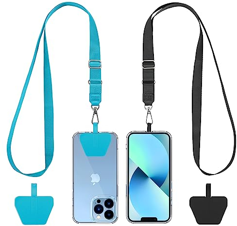 CACOE Handyband Universal 2 Stück Einstellbar Halsband Schlüsselband mit 2 Durable Patches,Handy-Lanyard Universelle Umhängetasche Multifunktional, kompatibel mit den meisten Smartphones