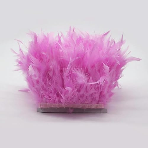 10 Meter natürliche Truthahnfedern, Fransen, Höhe 10–15 cm, Hochzeit, Kleidung, Kleid, Dekoration, DIY, Federband, Nähen, Basteln, Dunkelrosa, 10 m 10–15 cm