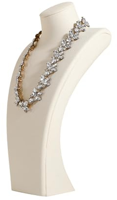 GemeShou Beige necklace storage organizer for sale, Velvet necklace holder stand, jewelry bust display stands, Jewelry Mannequin for Countertop, ShowcaseăBeige-Large height 12.4 inchă