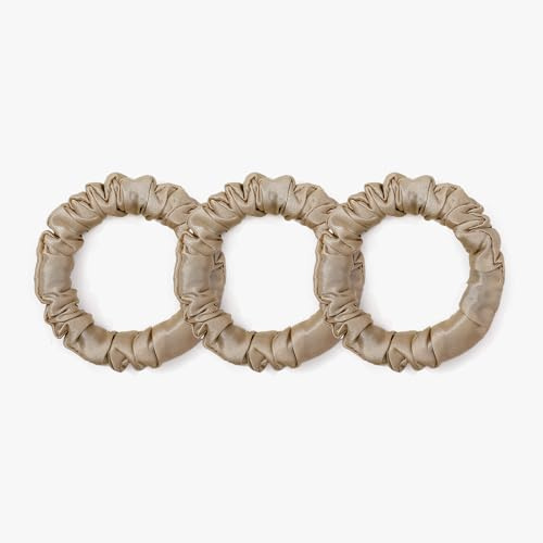 LILYSILK 100% seda gomas para el cabello anillos para el pelo damas sujetador de coleta diadema cinta para el cabello de seda embalaje REUTILIZABLE (Café Fino*3)