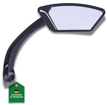 CONTEC Fahrrad-Rückspiegel E-View rechte Seite, Nylonrahmen mit Glasfaser, für Lenker 22,2 mm, 360° verstellbarer Spiegelkopf, Glare Linse, Schwarz