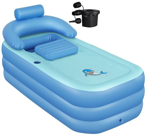 NArra Vasca da Bagno Gonfiabile per Adulti, Pieghevole in Plastica per Doccia, Portatile Autoportante, Interna ed Esterna, Facile da Gonfiare Con Pompa