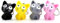JZK 4x Cat keyrings with LED light and sound, 3D mini toy cat with keychain, themed birthday party favours gadget, kids party bag fillers giveaways thankyou gift, cat lover gift gadget