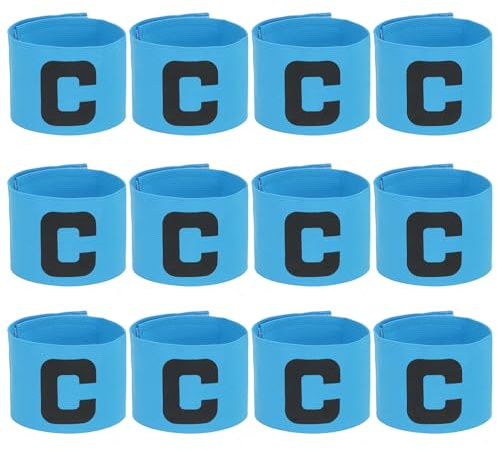 PATIKIL Soccer Captain Armband, 12 Pcs Captain Arm Bands for Soccer Elastic Captain C Arm Band Sports Captain Armbands for Youth Adult Football Team Training Sky Blue