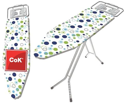 Tabla de Planchar Cok - Envio 24h - Muy Estable | Altura Regulable | Malla Metálica | Reposa-Planchas | Estructura Plateada | Medidas: 120 x 38 cm