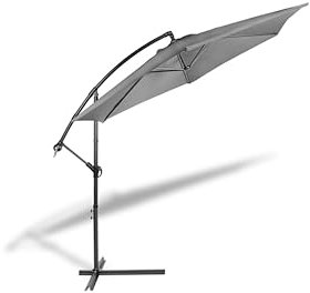 HERSIG - Sombrilla Terraza Exterior - Parasol Jardin 300x300cm - Parasol Terraza Exterior con Manivela - Sombrilla Jardin Grande Soporte Metálico - Protección Solar para Jardines, Terrazas - Blanco