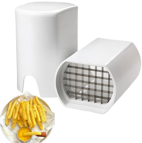 Stainless Steel Chip Cutter & Potato Chipper - Heavy Duty Vegetable Slicer for Perfect Homemade Crisps and French Fries - Kitchen Gadget with Safety Handle