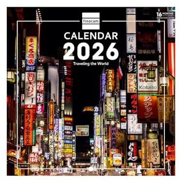 Finocam – Calendrier mural 2026 18 x 18 cm 1 Mois par page Janvier – Décembre 2026 + Sept.-Déc. 2025 (4 mois) réduits | Calendrier 2026 | Images Traveling – International