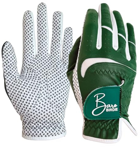 BAROBIRDIE Golf Gloves Both Hands Women's 1 Pair Lightweight Non-Slip Silicone Extra Grip All Weather Girls Ladies Sports Tennis (Deep Green, Medium)