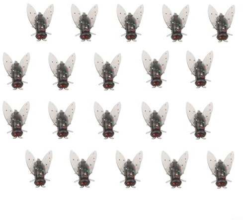 Lot de 20 appâts de pêche à la mouche en plastique souple pour brochet, saumon, bar et truite (M, noir)