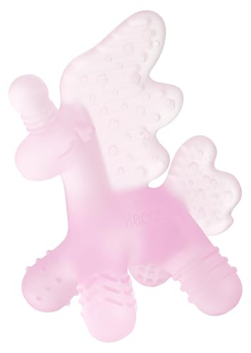 HECCEI Beißring Baby, Silikon Beißspielzeug Zahnungshilfe BPA-frei Greifling Beissring für Babys Kauspielzeug Teething Toys ab 3 Monaten+ Mädchen Junge Geschenk (Rosé Glimmer)