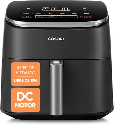 Cosori Air Fryer Turbo Blaze 6L, Freidora de Aire sin Aceite 9 en 1, 46% Más Rápida, Temporizador 1min–24H, 30°C–230°C, Airfryer con Motor DC Silencioso, Recetario Incluido, Apto para Lavavajillas