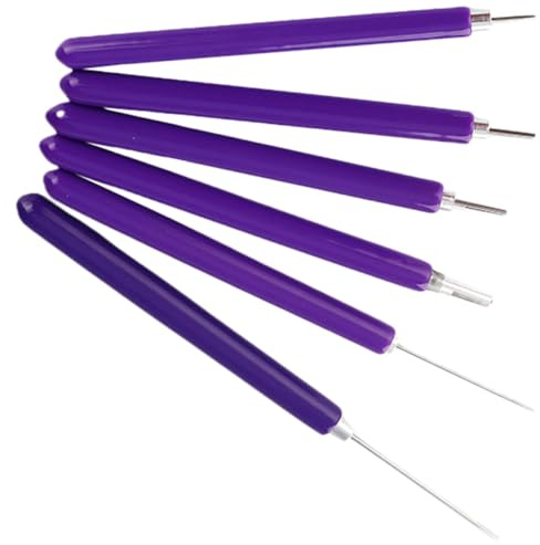 SHERCHPRY Juego de 6 Bolígrafos Ranurados para Quilling, Herramientas de Metal en Color Púrpura, Tamaño Variado para Manualidades de Papel, Suministros para Enrollar y Filigrana, Kit Arte y