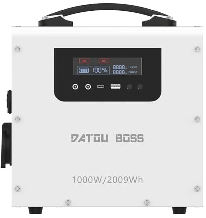 DATOUBOSS Mini Centrale Elettrica Portatile 1000W Generatore Corrente Solare 2009,6Wh generatore solare LiFePO4,USB/Type-C,funzione UPS,ideale per campeggio,camper e alimentazione di emergenza