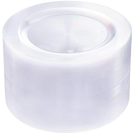 bUCLA 100Pieces Clear Plastic Plates -10.25inch Disposable Dinner Plates- Premium Weddings& Party Plates