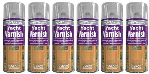 YSAMAX 6 x Yacht Varnish Spray Paint with Gloss Finish Protects Exterior Woods with Special Resistance in Marine Environments Ideal for Boats, Yachts and Furniture (250 ML)