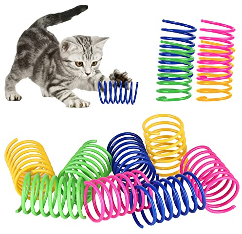 Giocattolo a Molla per Gatti, 100Pezzi Giocattoli per Gatti, Molle a Spirale di Plastica Colorate a Spirale, Molle a Spirale per Gatti, Giocattoli Interattivi per Gatti, Mordere e Inseguire Giocattoli