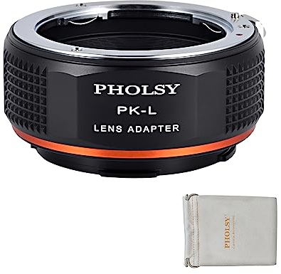 PHOLSY Konverter PK auf L Mount Objektivadapter Kompatibel mit Pentax K PK Objektiv und L Mount Kameragehäuse Konverter Kompatibel mit Leica SL2, SL2-S, CL, TL2, Lumix S5, S1, BS1H, Sigma FP, FP L