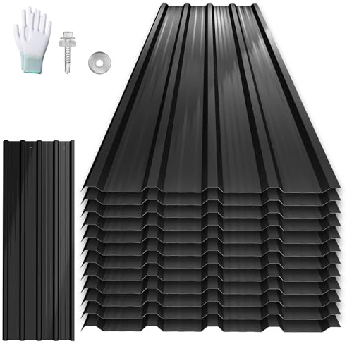 UISEBRT 12 pezzi di lamiere ondulate per tetti, lamiere zincate in acciaio, 129,5x45 cm, lamiera a trapezio profilata 7 m² zincata, lamiere per tetti resistenti agli agenti atmosferici per garage e