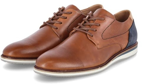 BULLBOXER Herren Halbschuhe Braun Blau Glattleder Handcrafted, Größe:46, Farbauswahl:weiß 3
