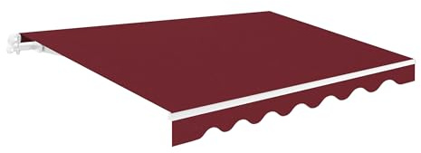 Toldo Retráctil Exterior 400x250cm Granate Poliéster – Lona Protección Solar UV - Estructura de Aluminio – Inclinación Regulable – Manivela Incluida – Manual Enrollable Terraza Jardín