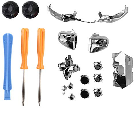 Fictory Kit de remplacement de bouton de manette Xbox One argenté, facile à installer, réparer les pare-chocs endommagés, comprend un jeu de tournevis, solution de personnalisation abordable