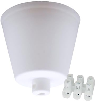 Baldachin Ø 89 mm Weiß matt mit Zugentlastung und Lüsterklemme 3-polig Kunststoff Deckenrosette für Lampen