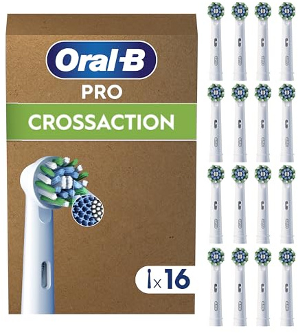 Oral-B Testine di Ricambio Cross Action, Bianche, 16 Ricambi