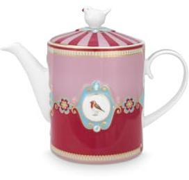 Pip Studio Love Birds Medallion Teekanne rot/pink 1,3l