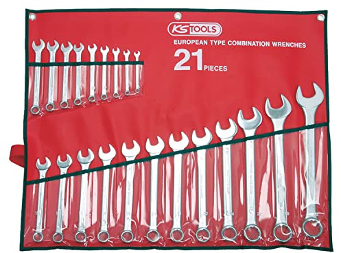 KS TOOLS - 922.0042 - Jeu de 8 clés mixtes métriques - Clé à cliquet en trousse - Composé de 8 pièces de 8 à 24 mm - Angle de fourche et œil incliné à 15°