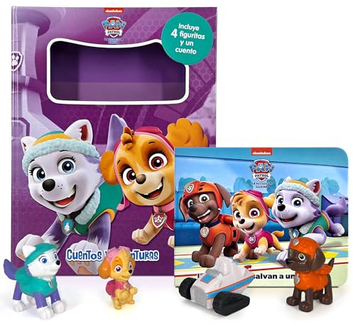 Paw Patrol La Patrulla Canina Cuentos y aventuras - Libros de actividades para niños, cuento de 10 páginas y 4 figuras