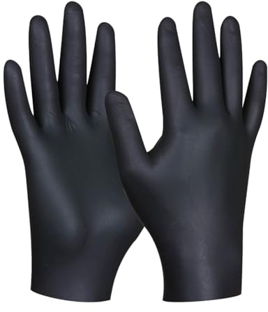 Gebol Black Nitril Ultra Strong Puderfri | 80 stycken | Storlek M (Gr 8) | Premium engångshandskar med perfekt passform | vattentäta, praktiska nitrilhandskar | för kvinnor och män | svart