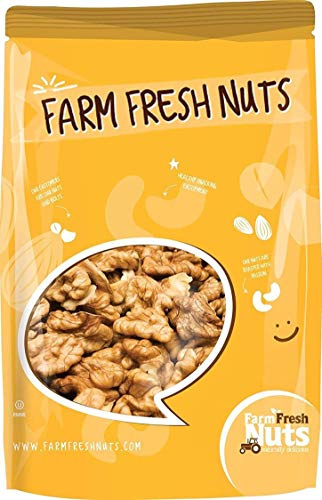Raw Shelled California Walnuts Halves & Pieces (3 Lbs.) - Compares to Organic Walnuts - Great Source of Omega 3 - Vegan & Keto Friendly - Farm Fresh Nuts Brand