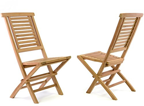 Divero 2er Set Klappstuhl HANTOWN aus Teakholz, behandelt – Farbe: Braun