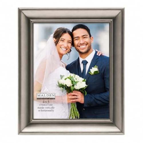 Malden International Designs Concourse Pewter Metal Picture Frame, 4x5, Silver - 192-45