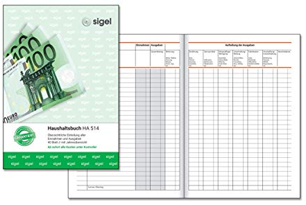 SIGEL HA514 Haushaltsbuch zum richtig Sparen, A5, zum Eintragen aller Ein- und Ausgaben, aus nachhaltigem Papier