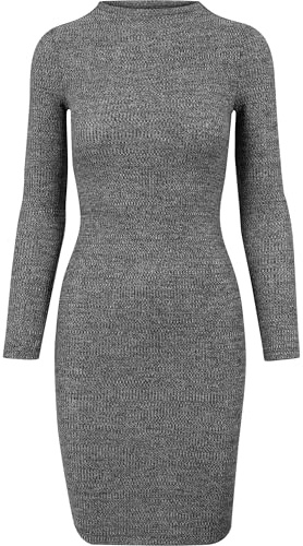 Urban Classics Ladies Rib Dress Donna Miniabito Carbone M 51% Viscosa, 45% Poliestere. 4% elasthane
