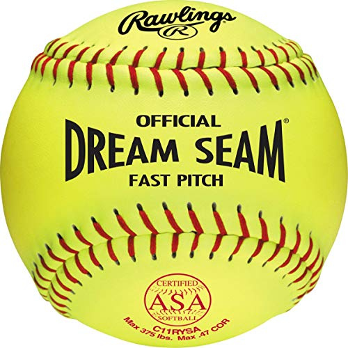 Rawlings | Official DREAM SEAM Fastpitch Softballs | 11 USA / ASA | Synthetic Cover C11RYSA | 12 Count