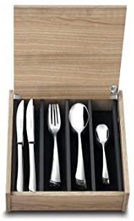 ALBERT DE THIERS A0819998 - Cubertería de 48 piezas - Colección Elegance - Servicio para 12 personas - Acero inoxidable - Acabado pulido espejo - Caja de madera - 3,80 kg