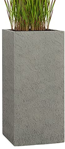 Pflanzwerk® Pflanzkübel Fiberglas Tower Lava Grau 60x28x28cm XXL *Frostbeständig* *UV-Schutz* *Qualitätsware*